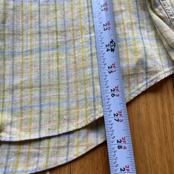 Paul Stuart Size L Yellow Green Plaid 100% Cotton Long Sleeve Button-Down Shirt - Picture 10 of 16